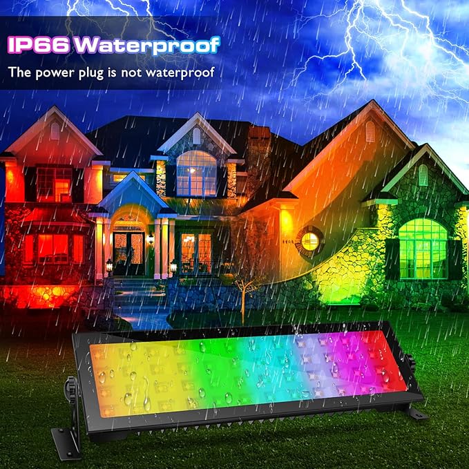 LED Stage Wash Light Bar: 96W RGBCW DJ Light Bar - IP66 Waterproof Dimmable Outdoor Stage Light - APP & Remote Control - Easy Setup for Festival Events Landcape Home Decoration
