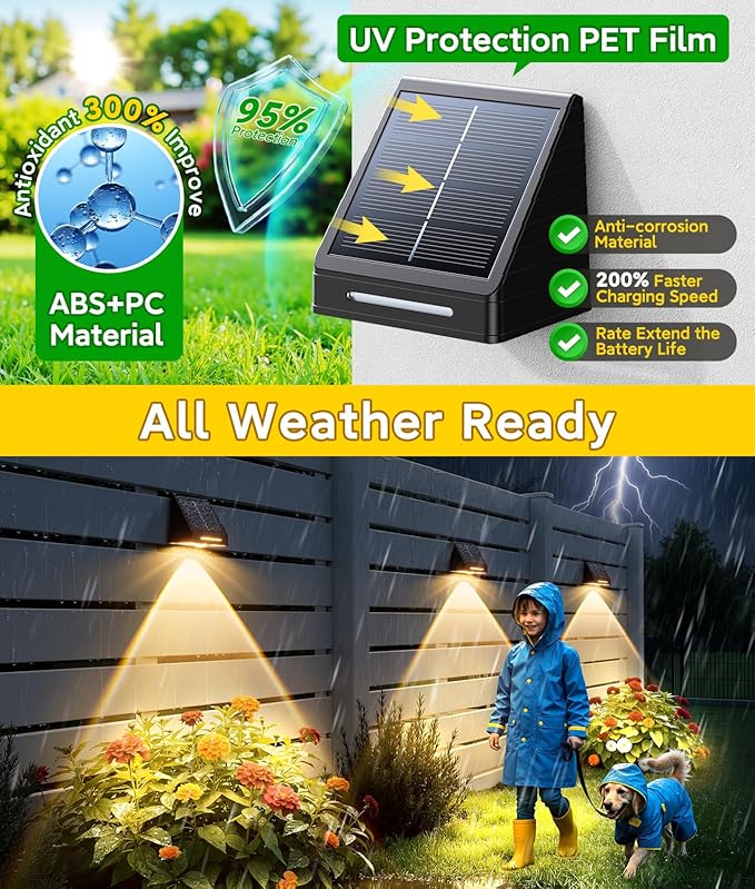 KOOPER Solar Fence Lights Outdoor Waterproof 20 Pack, Solar Fence Lights with Ultra-Bright LED Lens, 10 Modes & 9 Colors Outdoor Solar Lights for Fence, Backyard, Railing, Patio, Wall, Step, Deck