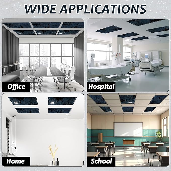 Wiooffen 6 Pcs Fluorescent Light Covers with 60 Magnets Decorative for Classroom Ceiling Light 4 x 2 Ft Magnetic Light Cover Filter Easy Install for Office Hospital Home Ceiling Supplies (Dark Forest)