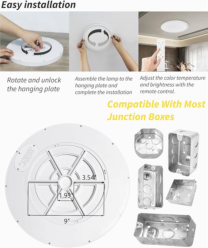 2Pack 16 Inch Remote Control Dimmable LED Flush Mount Ceiling Light Panel,32W 3840LM,2700K-6000K Adjustable Color,Ultra Thin Round Ceiling Light Fixture for Hallway Kitchen Bedroom Home Office (White)