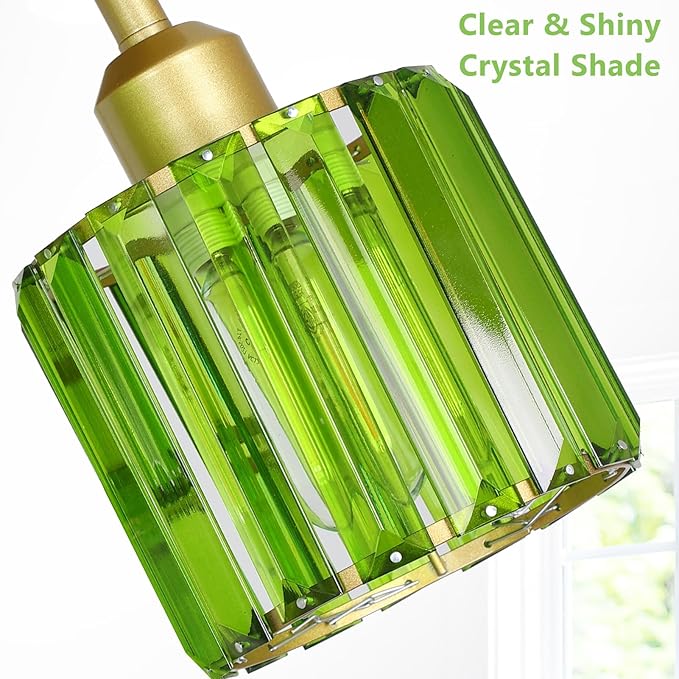 Green Crystal Close to Ceiling Light Fixtures,3-Light Modern Semi Flush Mount Ceiling Light,Kitchen Light Fixture with Crystal Shades,Hallway Lighting Fixture for Entryway Bedroom Bathroom