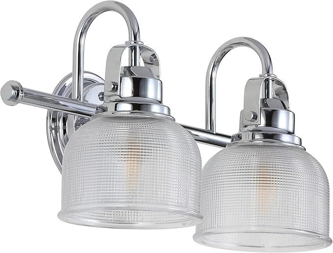 JONATHAN Y 17.25" Chrome Modern Bathroom Vanity Light, 2-Light LED Wall Sconce, Clear Glass Bell Shade for Mirror Hallway Kitchen, ETL Listed, LED Bulb Included (JYL7408A)