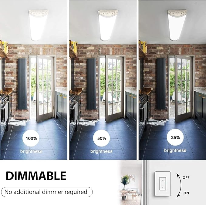 Dimmable 4FT LED Kitchen Puff Ceiling Lights, 40W, 4800LM, 5000K, 4 Foot LED Linear Fixture 48 Inch Flush Mount Wraparound Shop Light for Garage, Office, Fluorescent Tube Replacement