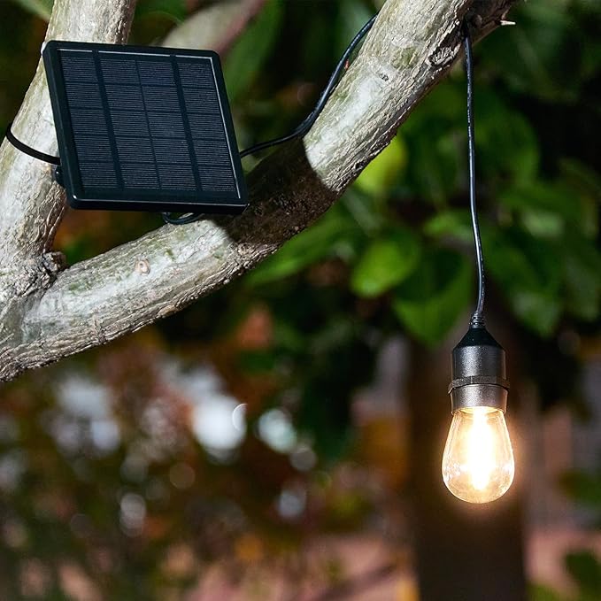 Solar Light Bulb Dusk to Dawn Outdoor Waterproof 3000K with Cable 9.8FT Portable Solar Powered Pendant Lingting for Replacement DIY, Chicken Coop, Shed 2 Pack