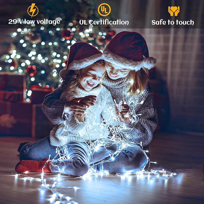Icicle lights Outdoor - 66ft Christmas Lights with 640LED 120 Drops 8 Modes, Plug in Curtain String Lights Waterproof for Holiday Wedding Party Home Garden Bedroom Indoor Outdoor Decoration,Cool White