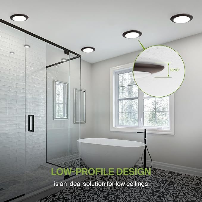 ASD 1 Pack LED Disk Lights 6 Inch, 15W 5CCT 2700K-5000K 1245LM CRI90+, Dimmable Flush Mount Ceiling Light Fixture, Low Profile Surface Mount Disc Lights, Junction Box or Recessed Can Install, UL