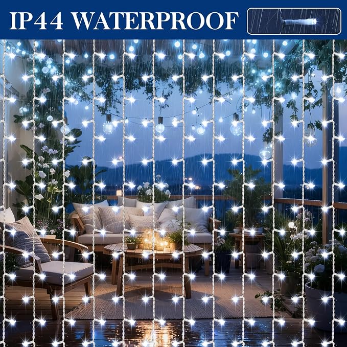 Aurelema 600 LED 20 x 9.8 Ft Christmas Curtain Lights 8 Modes Outdoor Fairy Lights with Remote Plug in Hanging String Fairy Light Waterproof for Bedroom Wall Window Backdrop Wedding Christmas Decor \