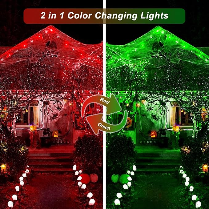 JMEXSUSS 33ft 100 LED Red Green Christmas Lights Indoor Outdoor, 2 Pack Color Changing Christmas Lights Plug in, Connectable Waterproof Christmas Tree Light for Xmas Bedroom Party Decorations