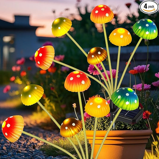 TEDOF Solar Mushroom Lights for Outside,2 Pack 12 LED Solar Swaying Mushroom Lights Waterproof Outdoor Decor for Lawn Porch Patio,Birthday Mothers Day Gifts for Women Mom
