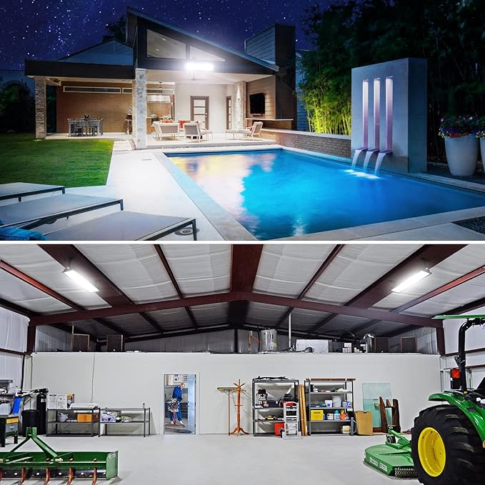 Onforu LED Shop Lights,100W 14000lm Ultra Bright LED Work Lights with Plug,6500K Daylight White Garage Light,IP66 Waterproof Lighting for Garage Warehouses Workshop(2 Pack)