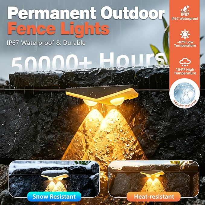 Outdoor Fence Lights Plug in, 50FT RGBIC LED Fence Lights with App & Remote Control, 100 Scene Modes, IP67 Waterproof for Backyard, Patio, Deck - Brighter Than Solar