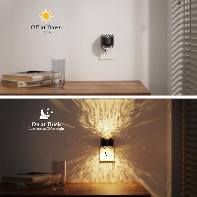 JandCase Night Lights Plug into Wall, 2 Pack Star Projector Night Light with 3000K Soft White, Automatic Galaxy Nightlight Plug in with Light Sensor for Bathroom Hallway Room Decor