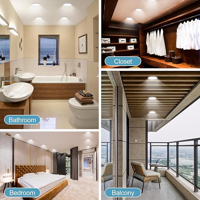 7 inch Round Dimmable LED Flush Mount Ceiling Light 0.63" Ultra-Thin 5000K Daylight White 12W Ceiling Light for Kitchen Bedroom Living Room Hallway Bathroom ETL Certified 1-Pack