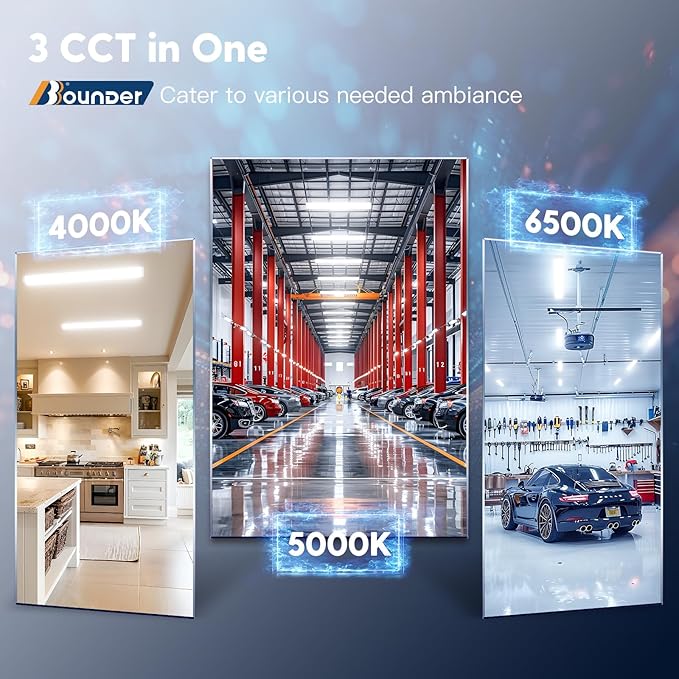 BBOUNDER 1 Pack 4FT LED Wraparound Light with 3CCT Selectable, 4000K/5000K/6500K, Super Bright 5500LM 50W 4 Foot LED Wrap Lighting Fixture, Flush Mount Office Ceiling Light for Kitchen Garage, White