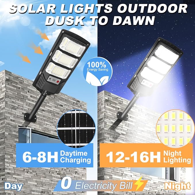 4 Pack Solar Lights Outdoor Waterproof - Solar Flood Light Outdoor Motion Sensor LED 6500K Security Light Remote Street Lights Dusk to Dawn Wall Mount for Yard Parking