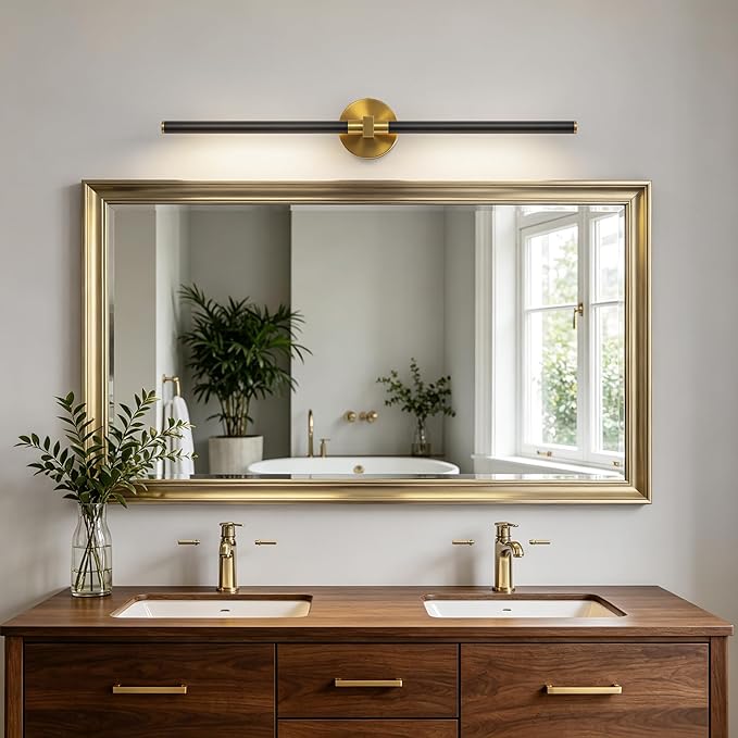 31" Black and Gold Vanity Light Bathroom Light Fixtures Over Mirror, 360° Rotatable LED Brushed Gold and Black Vanity Lights for Bathroom,18W 4000K Modern Vanity Light Bar for Bedroom Hallway Entryway