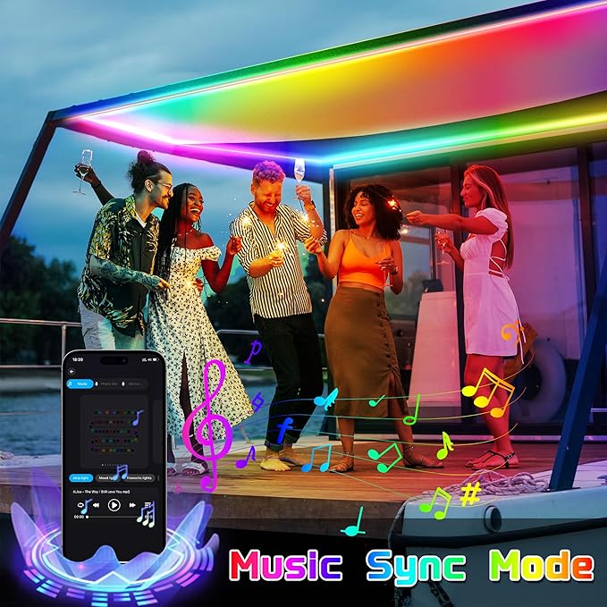 Lichaser Boat LED Strip Light RGB+IC, Marine LED Light Strip for Pontoon with Remote, Segment App Control Boat Light Waterproof 12V, Cool Stuff for Jon Boat, Bass Boat, Camper, RV (16.5ft)