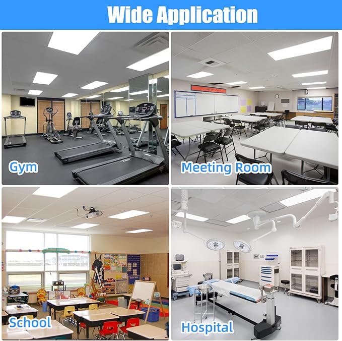 12PCS 2x4 LED Flat Panel Light Drop Ceiling Office Shop Fixture, 7800LM 5000K Recessed Edge-Lit Troffer Fixture, Dimmable 0-10V LED Drop Ceiling Light for Commercial Office, ETL Listed