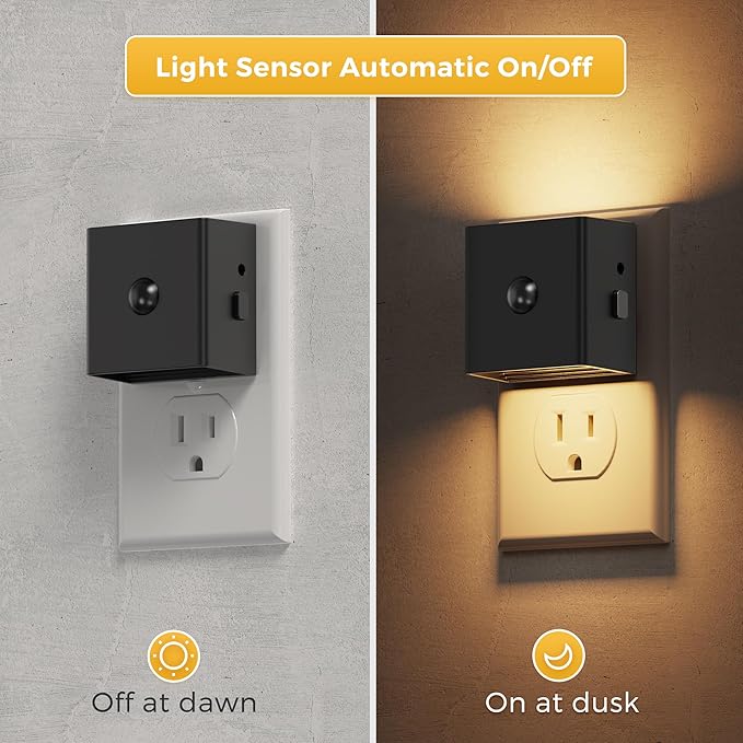 L LOHAS LED Motion Sensor Night Light, [2-Pack] Plug in Night Light with Motion Sensor and Dusk to Dawn Sensor, Brightness Adjustable, 3000K Soft White Nightlight for Bathroom Hallway Kitchen