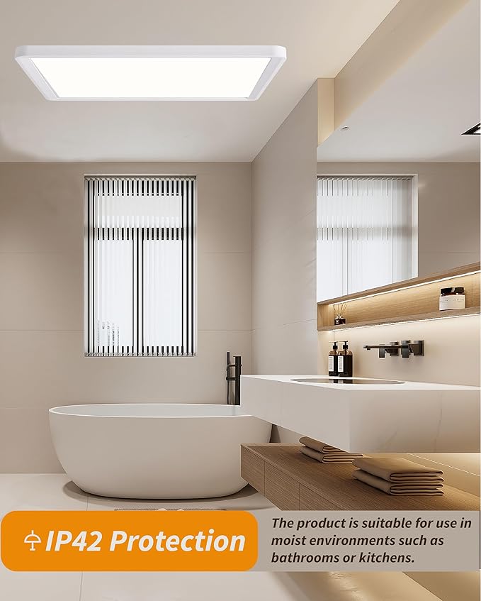 Square Led Flush Mount Ceiling Light,16 Inch 40w 3820lm led Light 3000k,4000k,6000k CCT Selectable,Flat Panel Super Slim Led Ceiling Light Fixture,for Living Dining Kitchen Bedroom Room (1Pack-White)