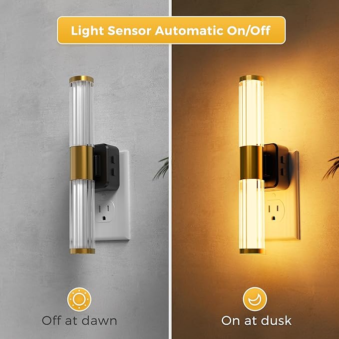 L LOHAS LED Night Lights Plug into Wall, RGB Color Changing Night Light for Kids, Acrylic Rotating Nightlight Dimmable with Light Sensor, for Bedroom Bathroom Hallway Children Christmas Party, 1 Pack