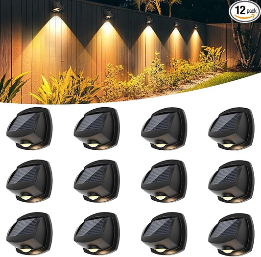 SOLPEX Solar Lights Outdoor Waterproof IP65, Solar Stair Lights Outdoor for Fence, Deck, Step, Dual Color LED 3 Lighting Modes House Wall Light for Porch, Backyard, Fence, Garden Decor-12 Pack