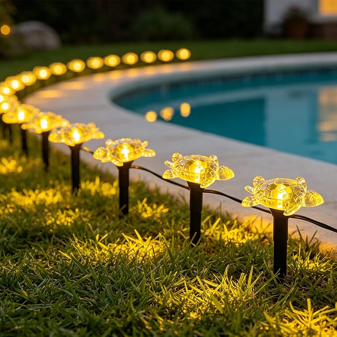 Solar Lights Outdoor, 30 LEDs Turtle String Light, 30 ft Waterproof Patio Landscape Lighting, Garden Decor for Yard, Warm White