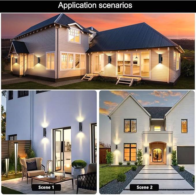 15inch LED Square Up & Down wall Lights ,14W Outdoor Wall Light 4000K Day white Aluminum Body Waterproof IP65 LED Exterior Light Fixtures Wall Mount for House Patio Garage garden. (14inch-8Pack)