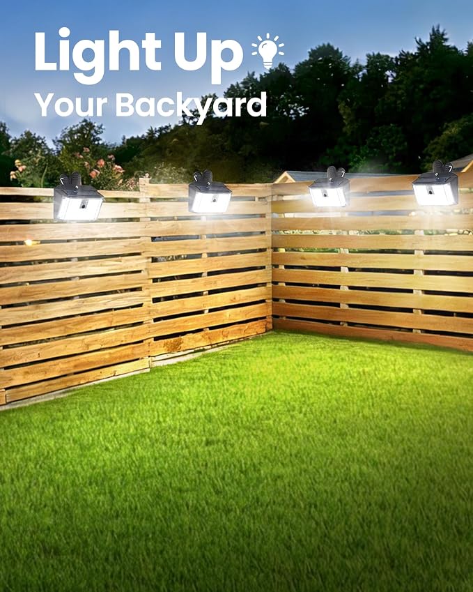 LUHLEE 176LED Clip on Solar Lights Outdoor, 800LM Solar Motion Lights Outdoor with 180° Wide Angle, IP65 Waterproof Portable Solar Fence Lights Outdoor for Fence, Gutter, Garden, Camping, Patio 1Pack