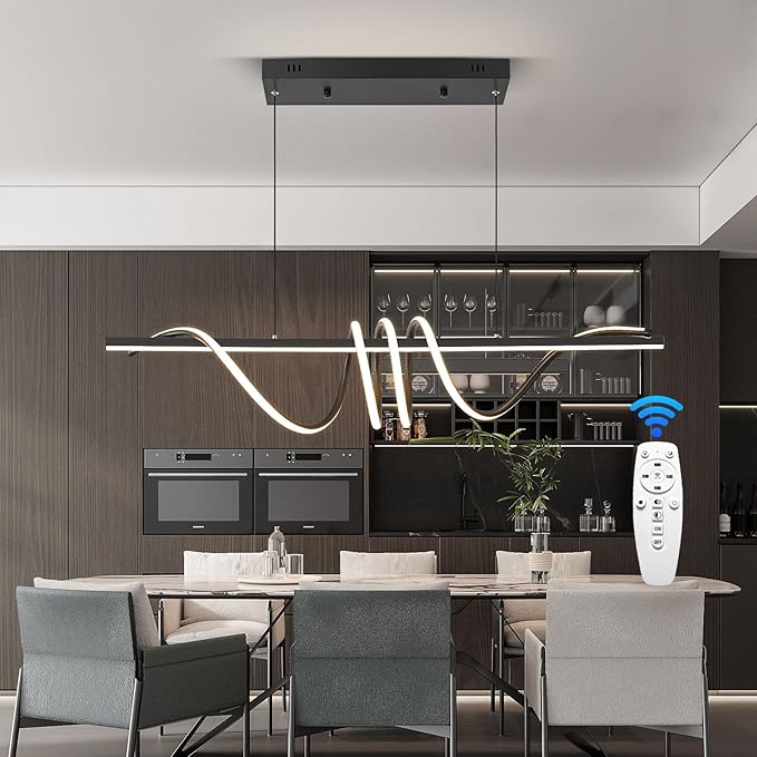 47.24" LED Pendant Lights, 3300k-6500K Adjustable Color Temperature Hanging Pendant Lighting, Chandelier Dimmable with Remote Control, Aluminum Island Lighting Lamp Fixture