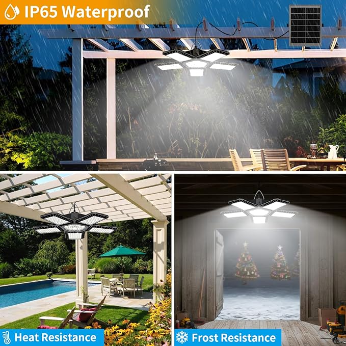 Solar Shed Light Indoor Outdoor, Upgrade Large 267LED Solar Powered Motion Sensor Pendant Light Works Day & Night, Solar Indoor Light with 2 Lighting Modes + Timer & Remote for Shed Gazebo Garage Barn