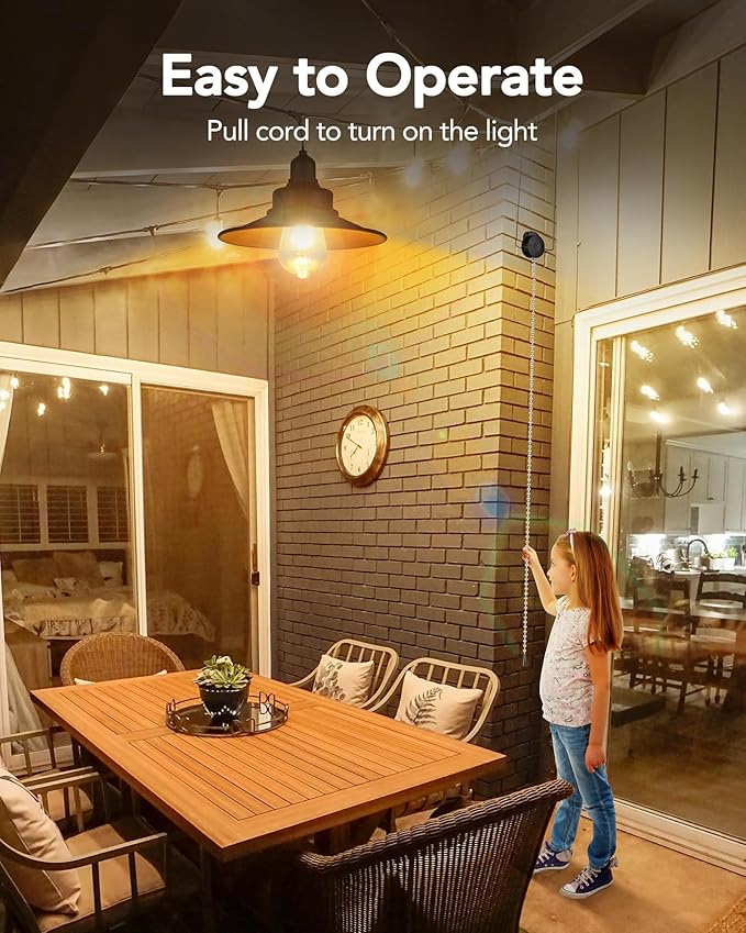 Solar Pendant Light Indoor Outdoor, Solar Shed Light IP65 Waterproof Metal Powered Hanging Chandelier, Gazebo Lights with Pull Cord for Garden, Chicken Coop, Gazebo, Barn