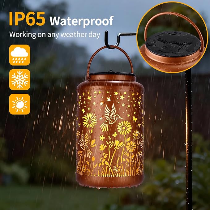 Solar Lanterns Outdoor Waterproof Hummingbird Solar Lights Outdoor Waterproof for Garden, Birthday Gifts for Women Mom Grandma, Garden Lights for Backyard, Patio Decor