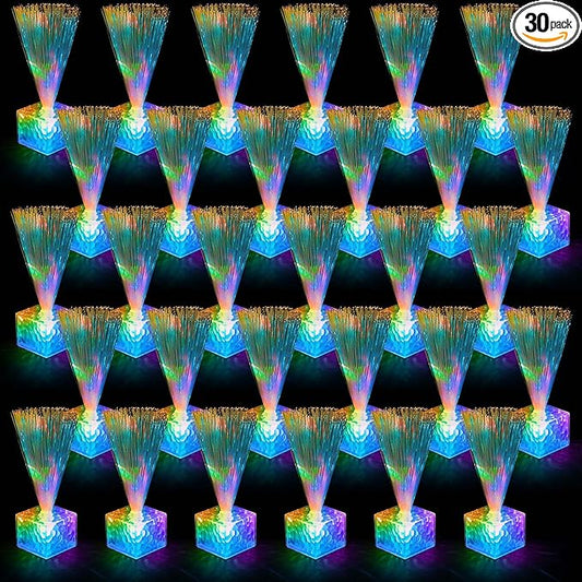 Amylove 30 Pcs Mini Fiber Optic Lamp Bulk LED Light Color Changing Table Centerpiece Glow in The Dark Party Favors Supplies for Wedding Graduation Birthday Disco Dance Decorations (6 Inch,Clear)