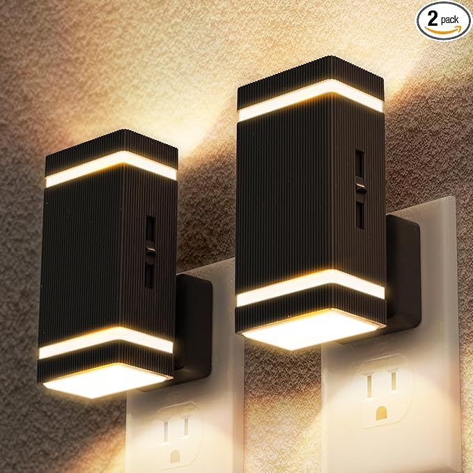 DORESshop Led Night Lights Plug into Wall [2 Pack], 1W 3000K Dimmable Night Light from 0LM to 100LM for Bathroom Hallway Bedroom Kids Room Stairway