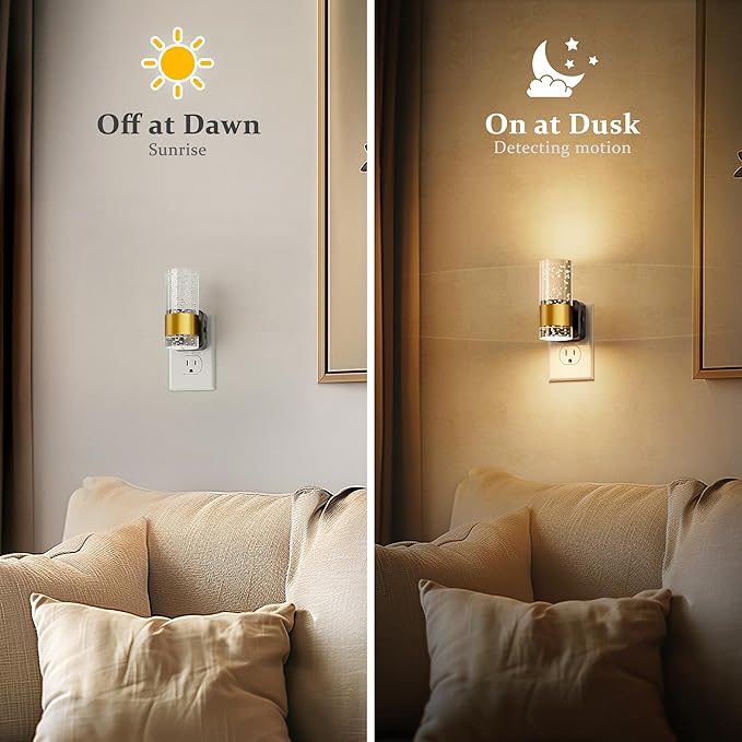 JandCase Night Light, Night Lights Plug into Wall,2 Pack 3000K Dimmable LED Night Light with Adjustable Brightness, Automatic Night Lights Plug in with Auto Light Sensor, for Bathroom Hallway Decor