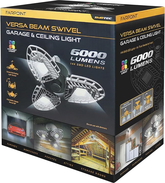 FarPoint LED Swivel Garage/Ceiling Light - 6000 Lumens, Model# FLFB6004