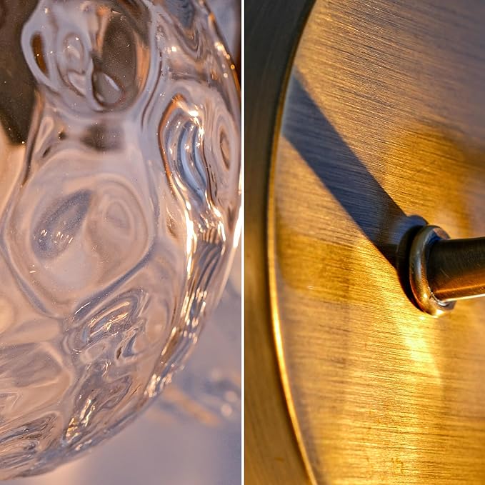 Brushed Gold Vanity Light Clear Hammered Glass Wall Sconce 2-Light Brass Wall Lamp for Hallway Living Room Stairwell Bathroom Over Mirror