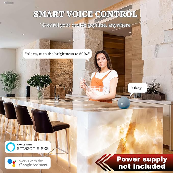 4 Pack LED Backlight Sheet 3000K-6500K Warm and Cold 24V 36W, Dimmable LED Panel Sheet Work with Alexa, Flexible Backlit Light Remote & APP Control, 19.7X9.7 Inch for Marble, Onyx, Quartz Countertop