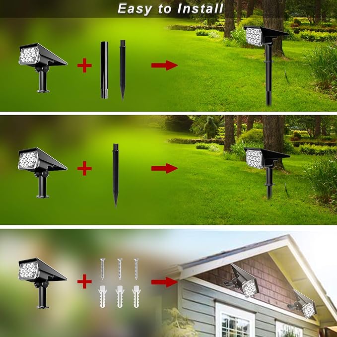Solar Spot Lights Outdoor, Blue Solar Spotlights Landscape Lighting with IP65 Waterproof 20 LEDs Landscape Spotlight for Garden Path Yard Holiday Decoration 4 Pack