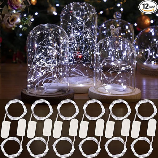 HXWEIYE 12 Pack Fairy Lights Battery Operated, 7ft 20LED Mini Twinkle String Light for Mason Jar DIY Wedding Table Centerpieces Party Bedroom Christmas (White)