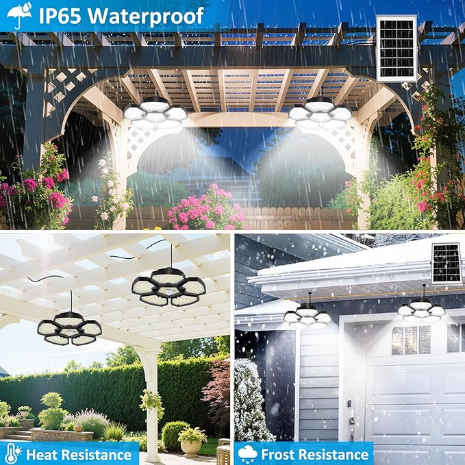 Solar Shed Light Indoor Outdoor, 156LED Solar Powered Motion Sensor Pendant Lights Daytime Available, IP65 Waterproof for Garden, Shed, Gazebo, Barn, Patio, Garage