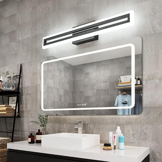 SOLFART Bathroom Vanity Light Fixtures Vanity Lights for Mirror Bathroom Lighting Black Led Light 6000K