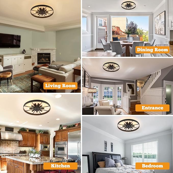 Ceiling Light Fixture Flush Mount Ceiling Lamp Black Farmhouse Chandelier Industrial Rustic Light fixtures Pendant Lighting 8-Light E12 Kitchen Lighting