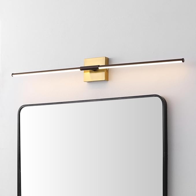 JONATHAN Y 32" Oil Rubbed Bronze/Brass Gold Modern Dimmable Integrated LED Wall Sconce, Minimalist Adjustable Metal Vanity Light for Bathroom Mirror, Bedroom, Hallway, 3000K, ETL Listed (JYL7040F)