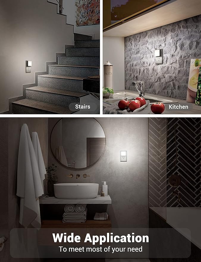 JandCase LED Night Light, Night Light Plug into Wall with Light Sensors[4 Pack], 5000K Daylight, Small Nightlight for Kids Bathroom,Hallway,Dinning Room,Kitchen