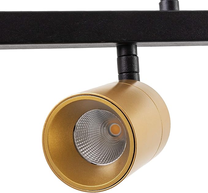 Shura - 4-Light Black and Brass Integrated LED Track Light Pendant w/Rotatable Spotlight Heads, Hanging Ceiling Spotlight Fixture, 3000K, 1960 Lumens