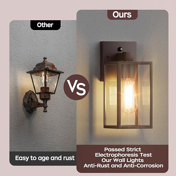 WIHTU Oil Rubbed Bronze Dusk to Dawn Porch Lights Fixtures - Outdoor Exterior Sensor Wall Sconce Lamp, Waterproof Wall Lantern, Anti Rust Coach Lights for Doorway, Garage