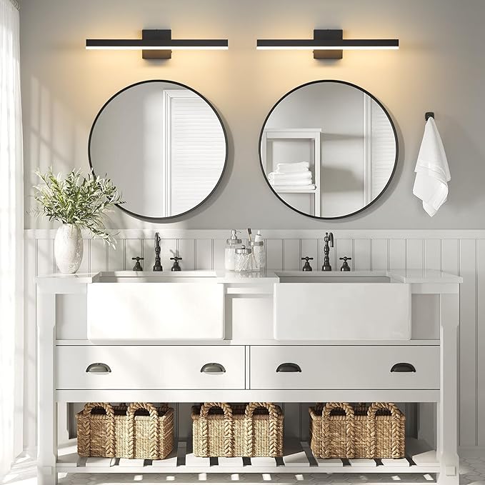 Black Bathroom Vanity Light 23.6 inch, 20W Dimmable 5CCT LED Modern Bathroom Light Fixture Over Mirror Hardwired- ETL Certificated