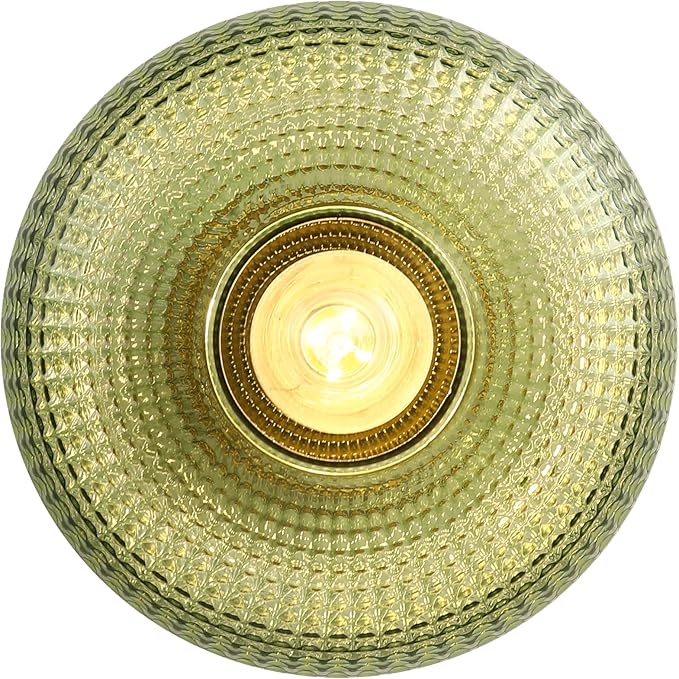 Modern Semi Flush Mount Ceiling Light, Vintage Green Glass Shade with Adjustable Hanging Gold Sloped Ceiling Lights Fixtures for Hallway Entryway Kitchen Bedroom Laundry Room,1-Light,9.84 Inch